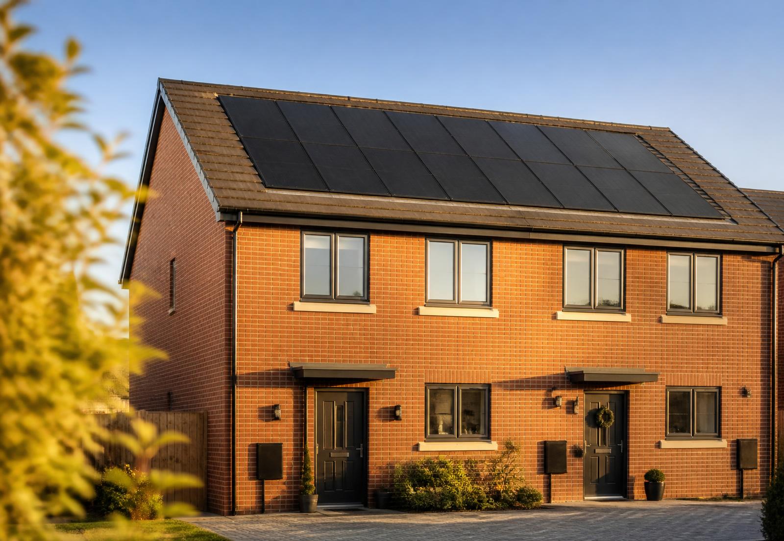 UK home with black solar panels installed across the roof